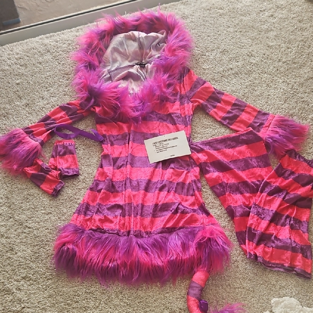 Fashion Nova Pink Purple Fur Dress Halloween costume Cheshire Cat Wonderland
